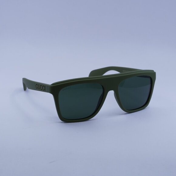 Gucci GG1570S 007 Sunglasses Matte Green Square Frame, Green Lenses - Picture 1 of 11